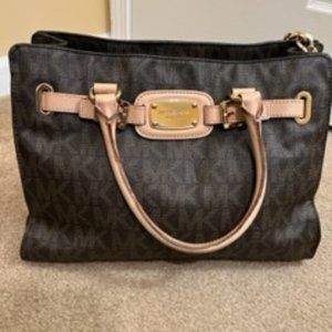 Michael Kors handbag brown with cream and gold accents